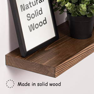 Juego de 2 Estantes Flotantes de Madera Real de 16 Pulgadas con Acabado en Nogal, Estilo Rústico Moderno, <span class=keywords><strong>para</strong></span> Colgar en la Pared del <span class=keywords><strong>Baño</strong></span> o la Cocina - Product Image 3