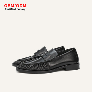 Produttore OEM di Mocassini in Pelle di Vitello Personalizzati, <span class=keywords><strong>Scarpe</strong></span> Derby Unisex in Vera Pelle con Punta Affusolata e Suola in Gomma - Product Image 1