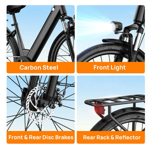 Vélo électrique de ville, moteur sans balais 250W, batterie lithium 36V, cadre en acier haute teneur en carbone de 26 pouces, suspension avant, freins à disque, ville - Product Image 4