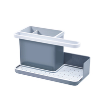 Organisateur de lavabo à poser au sol WIREKING - Conception détachable - Bac d'égouttage amovible - Antidérapant - Vert sauge avec bouteille pour liquide de nettoyage