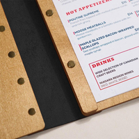 Nouvelle Pochette de Menu Promotionnelle en Cuir et Contreplaqué avec Clips, Personnalisable et Gravée pour Restaurants, Bars, Mariages – Porte-Menus en Bois