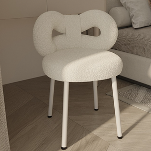 Sillón tapizado moderno con patas bjflamingo Silla <span class=keywords><strong>de</strong></span> maquillaje con soporte <span class=keywords><strong>de</strong></span> hierro blanco - Product Image 5