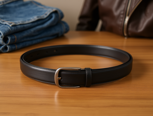 Cintura da uomo 3,5 cm con fibbia in lega e chiusura a perno, stile casual, finitura placcata - Product Image 2