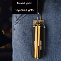 Briquet classique en laiton avec logo personnalisé Briquet en métal Briquet à flamme nue Porte-clés extérieur
