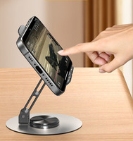 Support de tablette portable en alliage métallique rotatif à 360 degrés, pliable, support de téléphone portable de bureau avec réglage flexible, facile à utiliser