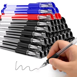 European Standard <b>Ballpoint</b> <b>Pen</b> 0.5 Mm Black Red Blue Office School Writing <b>Pen</b> 14.9 Cm Plastic Body - Product Image 1