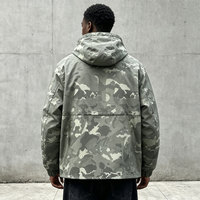 Veste coupe-vent à capuche mi-zippée camouflage personnalisée pour hommes, fabricant OEM/ODM de streetwear