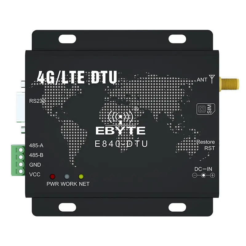 E840-DTU(4G-02E) Modem Tranceiver Transparan Nirkabel 4G LTE RS232 RS232 Modul Modbus RTU TCP LTE-FDD WCDMA GSM