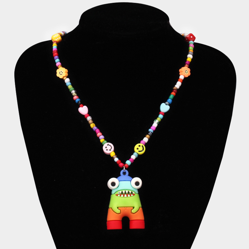 Eye-crossing monster bead necklace