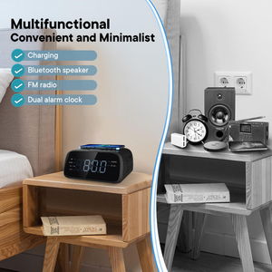 Home Bedside Hotel Custom Portable CD Player LED Night <b>Light</b> <b>Wireless</b> Charging Music Player Digital Alarm Clock Speaker - Product Image 5