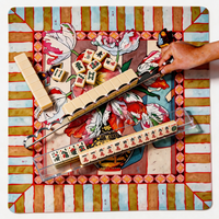 Support de Mahjong Américain Pliable de Luxe en Acrylique Transparent de 20 Pouces avec Poussoir Magnétique, Règle et Organisateur 3-en-1 pour le Divertissement