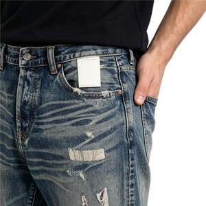 Jeans Vintage Stile Streetwear Giapponese per Uomo, Pantaloni Denim Y2K con Effetto Usurato e Patchwork, Stampa Grafica Retrò, Gamba Dritta - Product Image 5