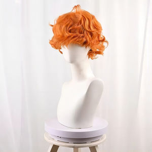 Anxin Perruque synthétique courte bouclée orange pour culotte et bas d'anime avec porte-jarretelles - Product Image 1
