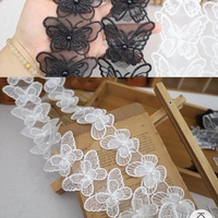 Nouvelles appliques de fleurs en dentelle brodée papillon en organza double couche avec perles, autocollants en tissu pour vêtements, accessoires de voile de mariée DIY