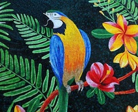 Seni Mural Kaca Pola Burung Beo Modern Buatan Tangan, Ubin Mosaik Porselen dan Keramik untuk Dekorasi