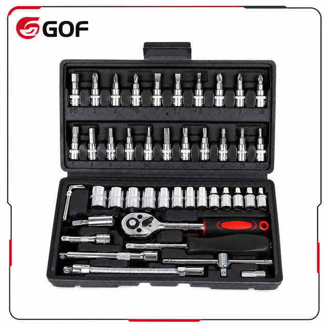 Professional Racing Grade Box Set 46pcs Standard Sockets Car Bicycle Motorcycle Repair Ratchet Wrench Quick Hand OEM