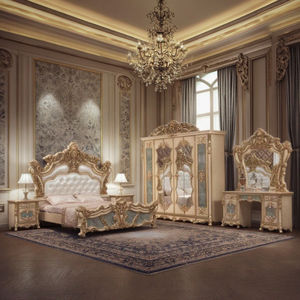 Luxuriöses Handgefertigtes Himmelbett King Size Königlich Blattgold Verziert Luxusbetten Premium Hersteller Lieferant Holzmöbel für Zuhause - Product Image 4