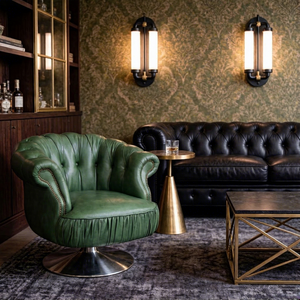 Poltrona Chesterfield Girevole in Vera Pelle Stile American Vintage con Base <span class=keywords><strong>Mate</strong></span> per Ufficio, Camera da Letto di Lusso e Home Office - Product Image 2