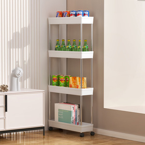 Multi Tiered Storage <b>Rack</b> 4 Layers Narrow <b>Kitchen</b> Cart With Wheels For Easy Moving And Organizing - Product Image 3
