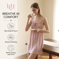 Robe de Nuit Femme en Viscose Slub Teinte Écologiquement, Bretelles Fines, Poitrine Froncée, Qualité Supérieure, Faible MOQ, Idéale pour Hôtels, Spas et Sommeil