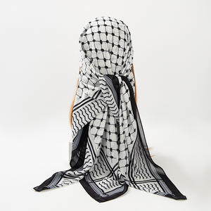 CCY 2024 été mousseline de soie imprimé Palestine tête écharpe Keffiyeh islamique femmes Shemagh arabe carré Hijab 115cm - Product Image 5