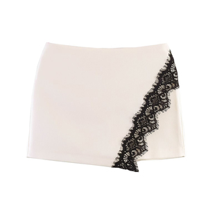PB&ZA Donna 2026 Nuovi Shorts Estivi Chic alla Moda Casual a Vita Alta Semplici in Raso con Decorazioni in Pizzo - Product Image 2