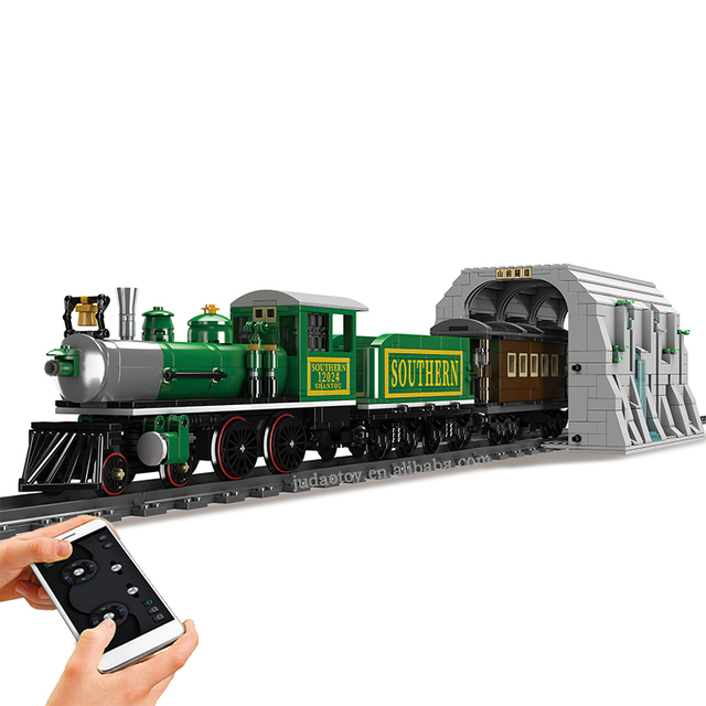 Mould King 12024 4-4-0 Steam Locomotive Electric Rail Train Building Block Model Railway Brick Children Christmas Gift