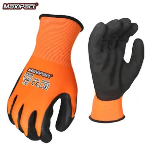 MaxiPact便宜的13g聚酯衬里黑色泡沫乳胶浸渍建筑手套