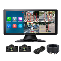 Système de caméra de tableau de bord sans fil 10,36'' avec Carplay et Android Auto, enregistreur en boucle, caméra avant et arrière, moniteur de caméra de recul pour camion et détection d'angle mort