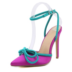 Babouche Woman 2024 New Fashion Dress <b>Bow</b>-knot Sexy Pointed Toe Satin <b>Sandals</b> Talons Zapatos Women Wedding Luxury Heels - Product Image 1