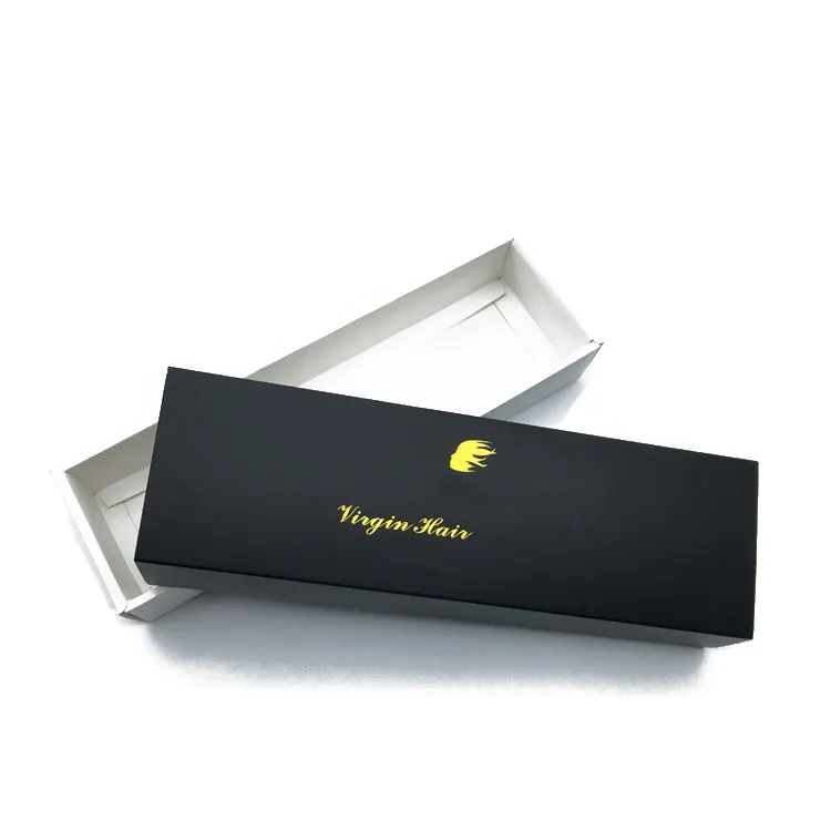 Cajas de cabello trenzado con logotipo personalizado, embalaje de extensión de cabello virgen, caja de papel de dos piezas, paquete de cabello