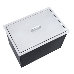 Stainless Steel Ice <b>Bucket</b> Rectangle Insulated <b>Lid</b> Commercial Beverage Storage Minimalist Design Brushed Surface - Product Image 1