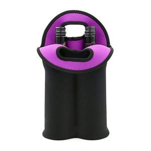 Factory 2-<b>Bottle</b> Wine Carrier Tote <b>Bag</b> Thick Neoprene Travel <b>Cooler</b> Secure Carry Handle Letter Pattern Keeps <b>Bottles</b> Protected - Product Image 6