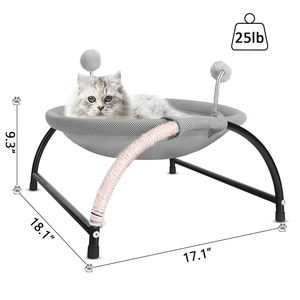 Hamaca personalizada de fábrica para gatos, cama elevada transpirable para mascotas, hamaca para gatos con juguetes de bola de peluche - Product Image 6