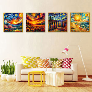 DIY diamante pintura nuevo <span class=keywords><strong>Van</strong></span> <span class=keywords><strong>Gogh</strong></span> paisaje mar ola lienzo arte terciopelo Premium diamante pintura al por mayor - Product Image 2