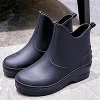 Chaussures imperméables à plateforme haute pour femmes en PVC au design simple et tendance, antidérapantes, bottes de pluie pour toutes les saisons