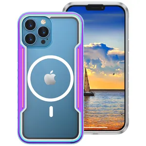 Custodia Magnetica di Lusso per <span class=keywords><strong>iPhone</strong></span> 15 Pro Max, Custodia Magnetica Resistente per <span class=keywords><strong>iPhone</strong></span> 14, Custodia Protettiva in Metallo Trasparente Testata per Cadute per <span class=keywords><strong>iPhone</strong></span> 13/12 - Product Image 1