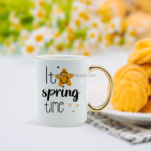 Mug en céramique à sublimation Topjlh avec logo personnalisé, bord doré, 11 oz, impression photo vibrante pour la marque de <span class=keywords><strong>café</strong></span>, les magasins de détail, les cadeaux promotionnels - Product Image 1