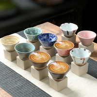 Tasse à thé en poterie japonaise artisanale 100 ml, tasse à café conique minimaliste, mug cadeau zen pour la préparation du thé et du café au foyer