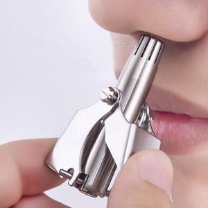 Recortador de vello nasal para hombres, limpiador de oídos, acero inoxidable, afeitado mecánico manual, herramientas de depilación lavables de alta calidad - Product Image 1
