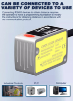 Capteur de déplacement laser MOTEE Interrupteur de mesure de distance Mesure analogique Mesure de l'épaisseur Capteur de hauteur 485