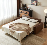 Canapé-lit moderne marron pour appartement, deux places, pliable, extensible, avec structure métallique et assise en mousse, confortable
