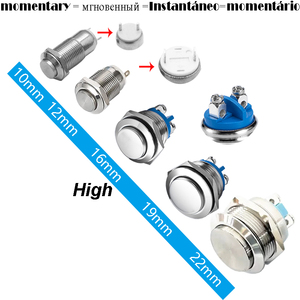 1pc 8mm/10mm/12mm/16mm/19mm/22mm 대시보드 패널 금속 스위치 용접 없음 순간 고정되지 않은 푸시 버튼 자동 재설정 - Product Image 2