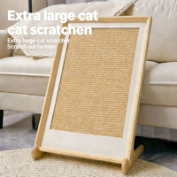 Griffoir mural vertical moderne en forme de L pour chat, grand format, avec sisal sans copeaux et tapis d'escalade intégré décoratif
