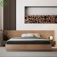 Meubles d'appartement d'hôtel de luxe moderne, cadre de lit en bois massif avec matelas, couleur noyer, taille king queen