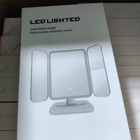 Miroir cosmétique LED pliable à la mode, miroir de maquillage à 3 volets, miroir grossissant 2X3X avec lumières LED, batterie rechargeable