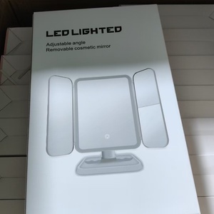 <b>Foldable</b> LED Fashion Cosmetic <b>Mirror</b> 3 Fold Make up <b>Mirror</b> 2X3X Magnifying <b>Mirror</b> With LED Lights Rechargeable Battery - Product Image 6