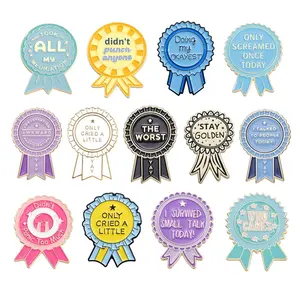 卡通几何日常励志语金属电镀徽章定制鼓励奖章软珐琅 - Product Image 1