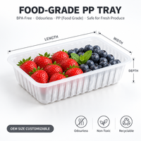 Baki Makanan Sekali Pakai PP Putih Bergaris OEM, Dapat Ditumpuk, Food Grade Model 2213H60 untuk Penggunaan Supermarket