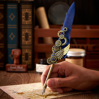 Ensemble de stylos plume anciens, boîte cadeau de papeterie steampunk, stylo plume mécanique gothique avec 5 pointes pour cadeau de mariage